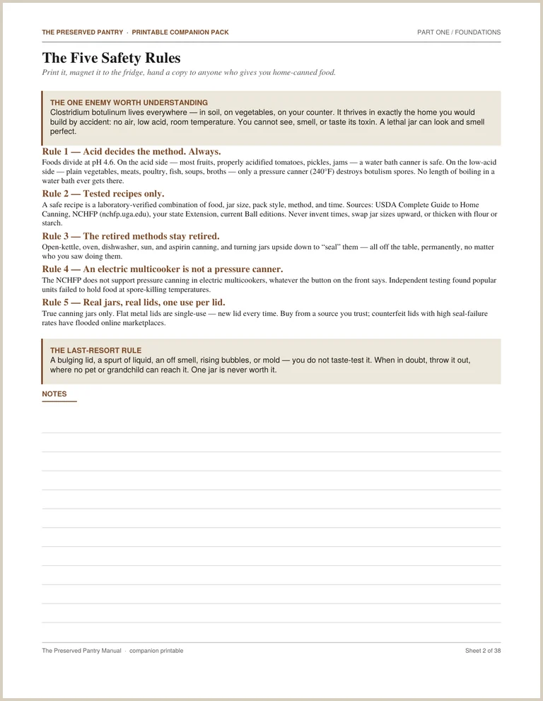 The Five Safety Rules printable sheet